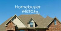 Homebuyer mistakes text with a house in the background