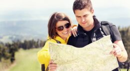 Young couple looking at a map